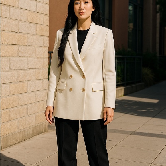 Fashion double breasted  white blazer - Picture 1 of 9